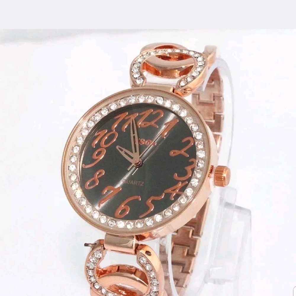 Rose Gold Black Dial Watch